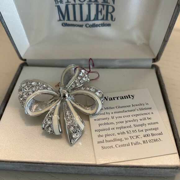 Nolan Miller Silver Brooch with Ornate Bow Design - Picture 1 of 1